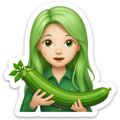 peppermint with long hair carrying a zucchini sticker