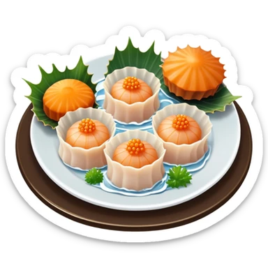 Plate of scallop sashimi and sea urchin  sticker