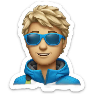 Un jeune homme avec les cheveux bleus et des lunettes de ski sticker