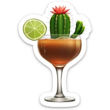 A cactus drinking a Manhattan  sticker