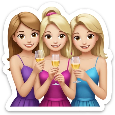 4 white girlfriends (3 blondish hair 1 brown) getting ready for a party sticker