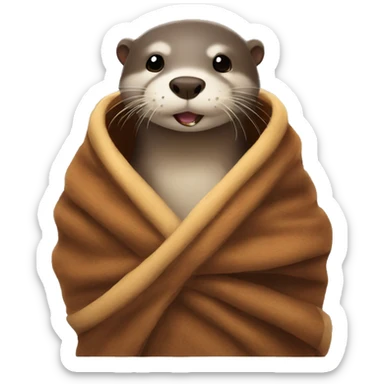otter in blanket sticker