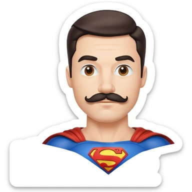 super man with mustache sticker