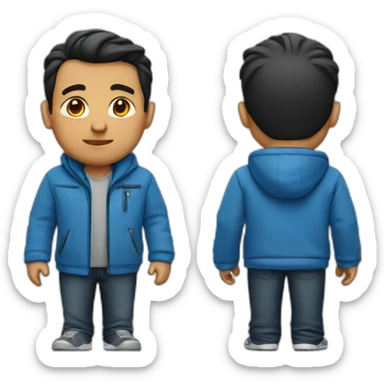 Man in blue jacket fat sticker