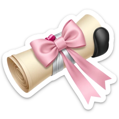 rolled up diploma tied with a light pink bow sticker