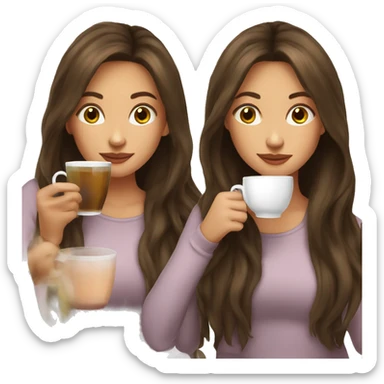 brunette long hair sipping tea sticker