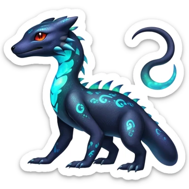 Colorful Iridescent Exotic Nebulae Salandit-Amaura-Umbreon-Fakémon-hybrid-creature (full body)  sticker