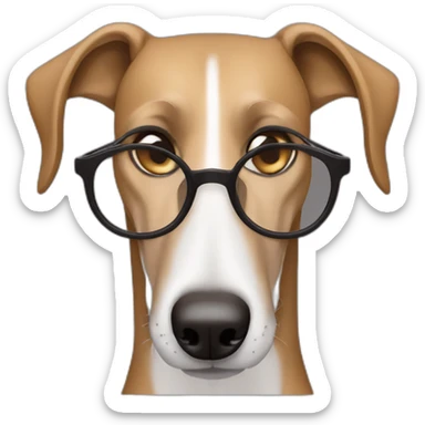 Brown Greyhound with man blue eyes and light blonde Brown Hair and glasses in Brown color sticker