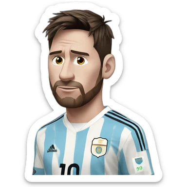 Messi With a look of sadness and loneliness in the clothes of the Argentine national team sticker