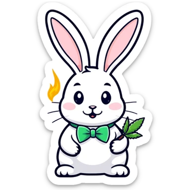 Easter Bunny with Marijuana sticker