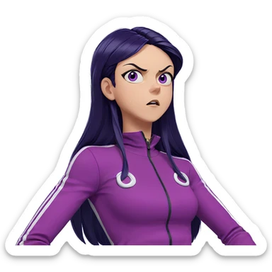girl with purple eyes frowning sticker