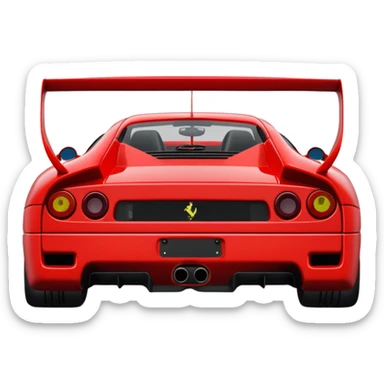 Ferrari F40, simplified, bright red, rear view, no text sticker
