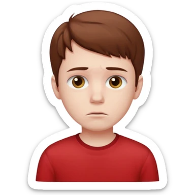 Sad boy with red shirt sticker
