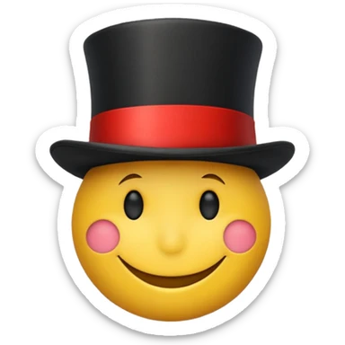A smiley face emoji with a full red top hat sticker