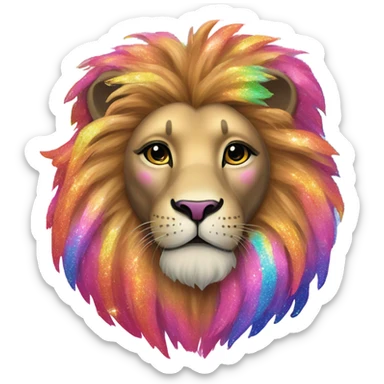 Lisa frank lion with glitter rainbow mane sticker