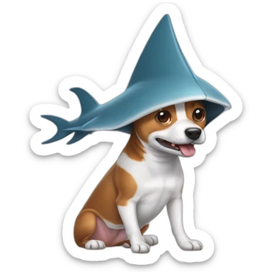 Tricolor Basenji dressed like a shark sticker