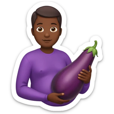 a pregnant man with eggplant sticker