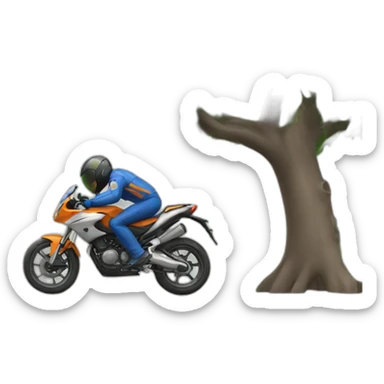 MotorBike driver crash into a tree sticker