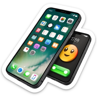 iPhone 17 Pro Max with app icons, time and battery level sticker