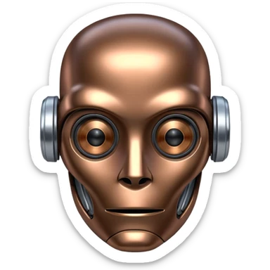 portrait photo frame with a robot head sticker