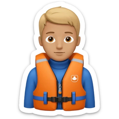 male wearing life jacket sticker