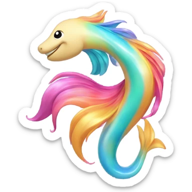 A person (🧜‍♀️ or 🧜‍♂️) with a shiny, colorful tail, swimming gracefully, with long flowing hair. sticker