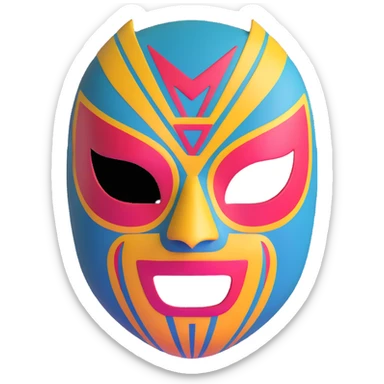 teal and orange luchador mask sticker
