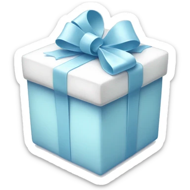 Pastel blue white present with bow sticker