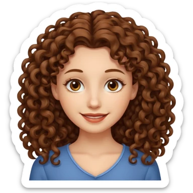 persona mujer con piel clara y rizos suaves color café y largos sticker