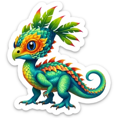 Tropical Exotic Fakémon-fantasy-creature, full body sticker