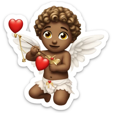 Realistic Cupid holding his heart bow sticker
