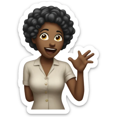 Black woman shrugging hands with nervous laugh  sticker