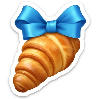 croissant with blue ribbon (bow) sticker