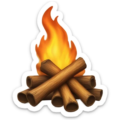 Bonfire: A small, crackling bonfire with soft flames and a hint of glowing embers. sticker