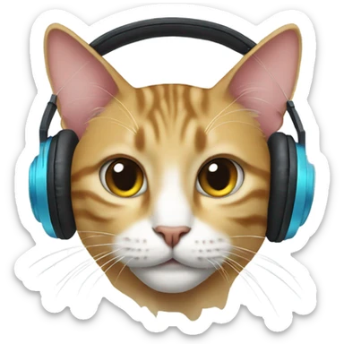 Cat with dj headphones sticker