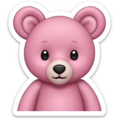 pink teddy bear tilted its head with its ears perked up sticker