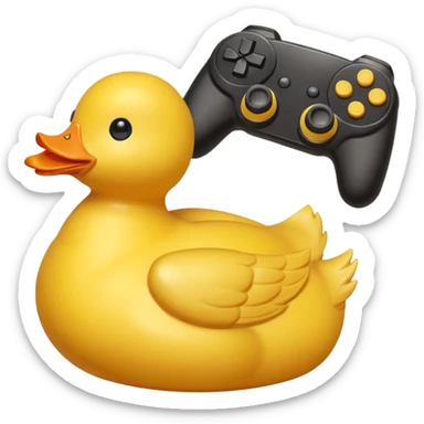 Rubber ducky playing first person shooter game sticker