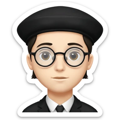 Hasidic boy with peyos black yarmulka and glasses sticker