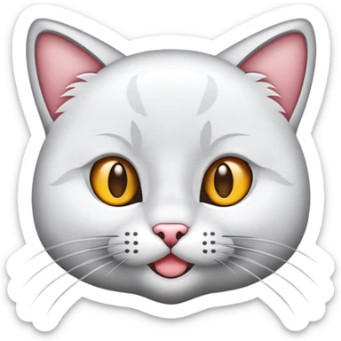 Сделай эмодзи бело серой кошки sticker