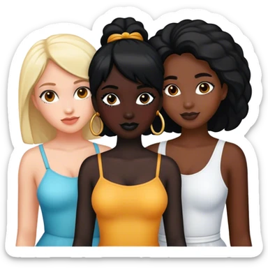 4 female friends, two are Latin one is black and one is white  sticker