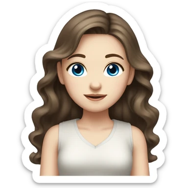 Beautiful girl,Brown hair,wavy hair，long hair,Blue eyes,Chinese sticker