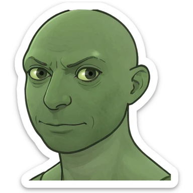 bald man with head sticking out of toilet  sticker