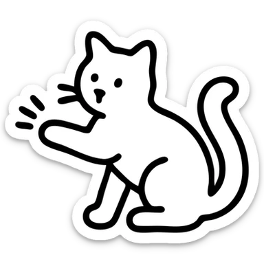 minimal outline icon of a cat swiping, clean and modern sticker