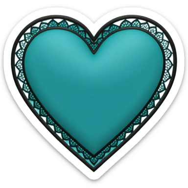 dark teal heart with black lace sticker