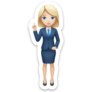 A blond girl blue eyes wearing a Business Outfit, whole body sticker