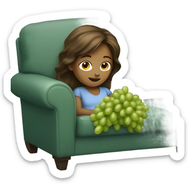 Brown haired girl Girl eating green grapes lying on the couch sticker