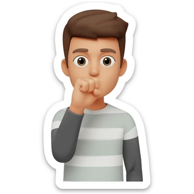 Not showing finger but fist on mouth and blowed mouth sticker
