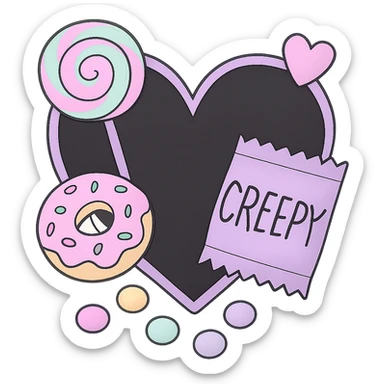 pastel goth heart with pastel candy , remove background sticker