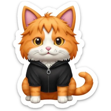 an orange cat that has a black dog costume on sticker