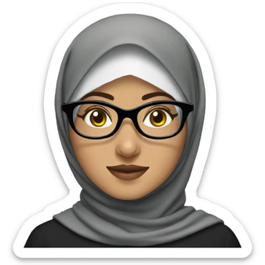 Arab Hijabi girl with clear glasses and black hijab sticker